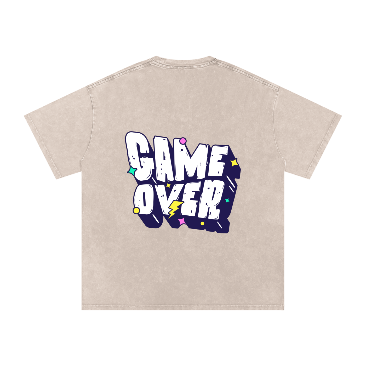 T-shirt with 'GAME OVER' text - Apricot