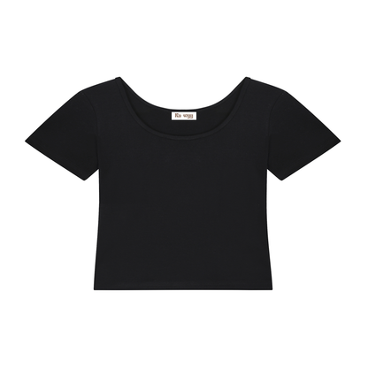 Essential Cotton Bodycon Crop Top - Black