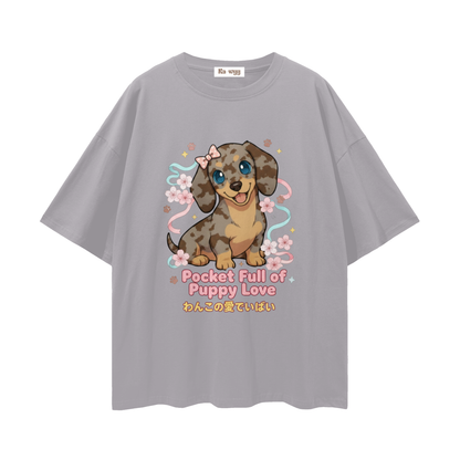Puppy Love Dapple Dachshund - Loose Drop Shoulder T-Shirt