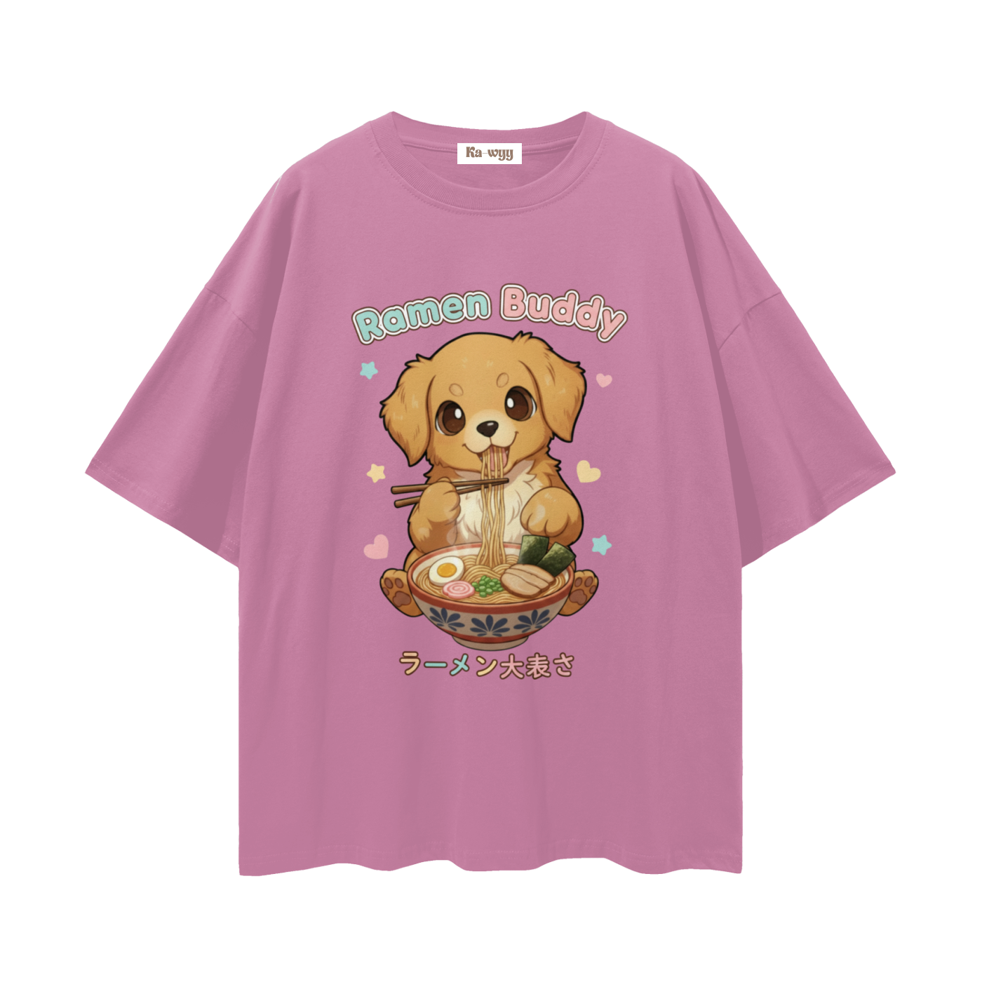 Ramen Buddy Golden Retriever - Loose Drop Shoulder T-Shirt