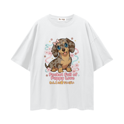 Puppy Love Dapple Dachshund - Loose Drop Shoulder T-Shirt