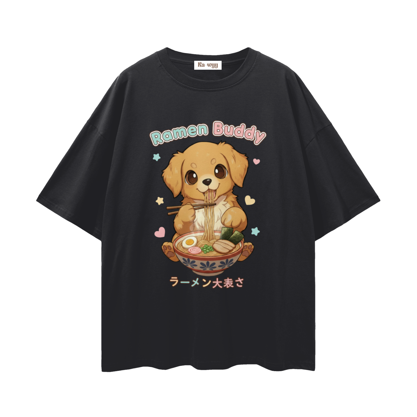 Ramen Buddy Golden Retriever - Loose Drop Shoulder T-Shirt