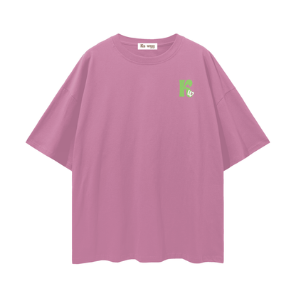 T-shirt with green 'Good Vibes' - Bean Paste Red