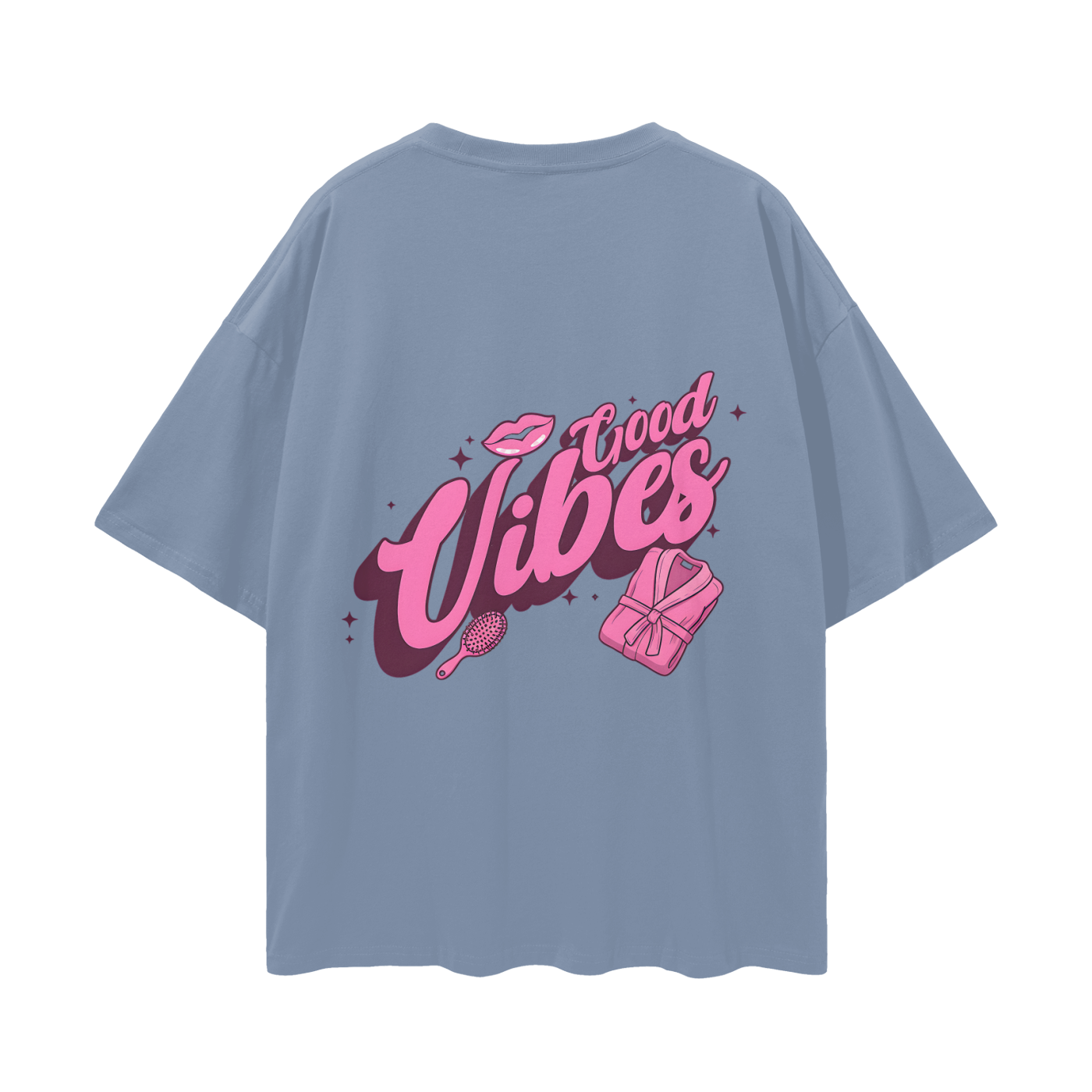 T-shirt with 'Good Vibes' text - Rain Washed