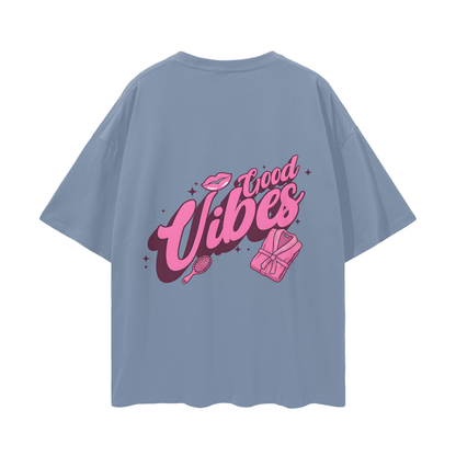T-shirt with 'Good Vibes' text - Rain Washed