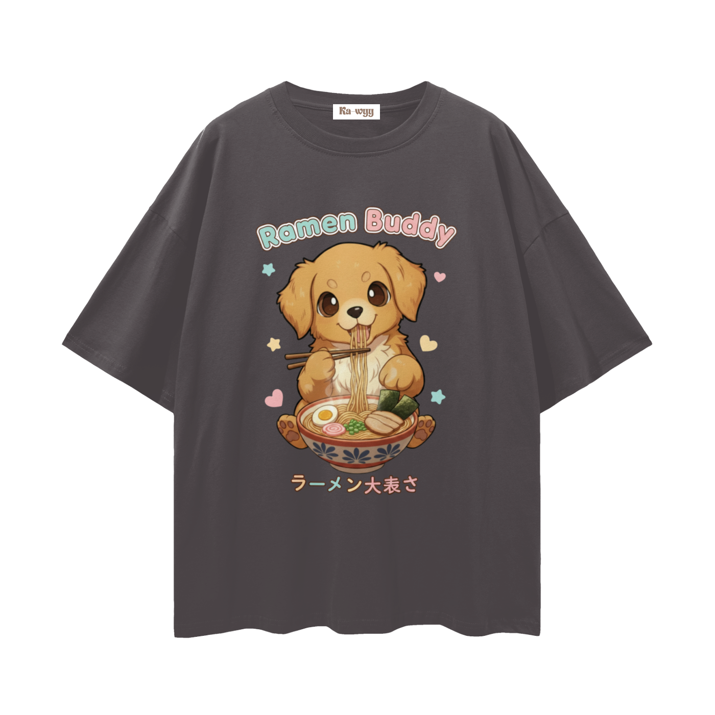 Ramen Buddy Golden Retriever - Loose Drop Shoulder T-Shirt