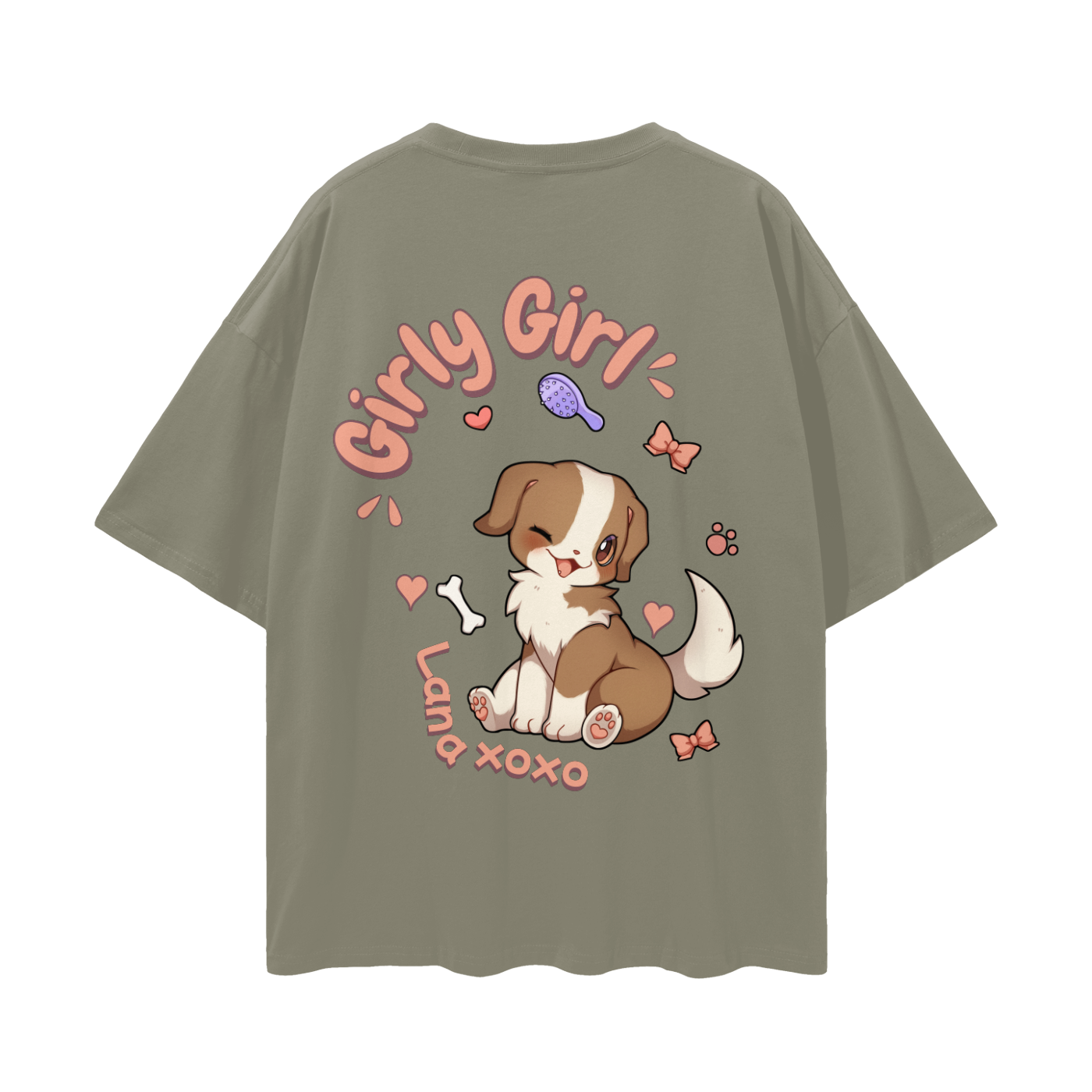 Lana (Border Collie) t-shirt cartoon dog - Gray Green