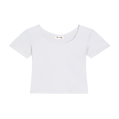 Essential Cotton Bodycon Crop Top - White