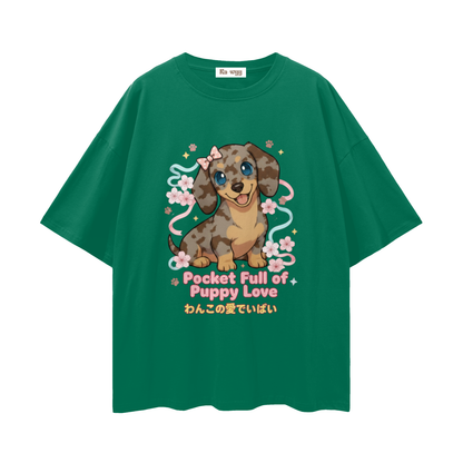 Puppy Love Dapple Dachshund - Loose Drop Shoulder T-Shirt