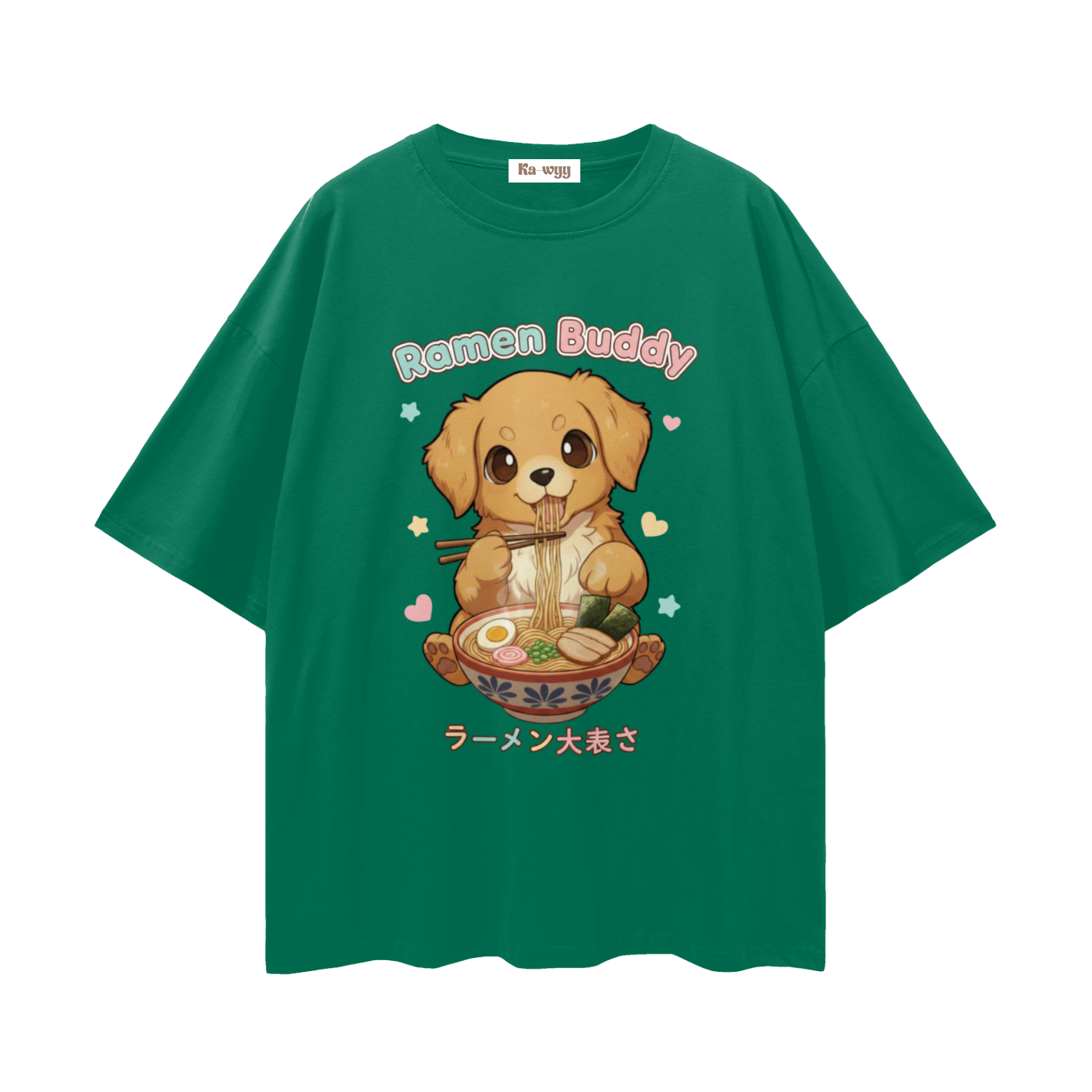 Ramen Buddy Golden Retriever - Loose Drop Shoulder T-Shirt