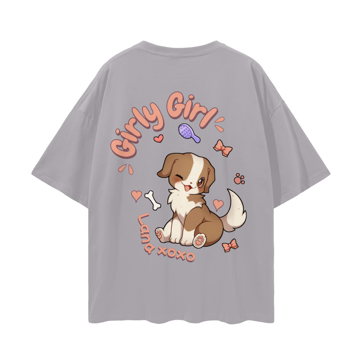 Lana (Border Collie) t-shirt cartoon dog - Light Gray