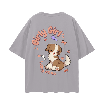 Lana (Border Collie) t-shirt cartoon dog - Light Gray