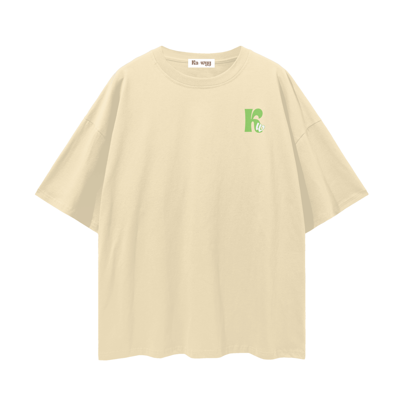 T-shirt with green 'Good Vibes' - Light Apricot