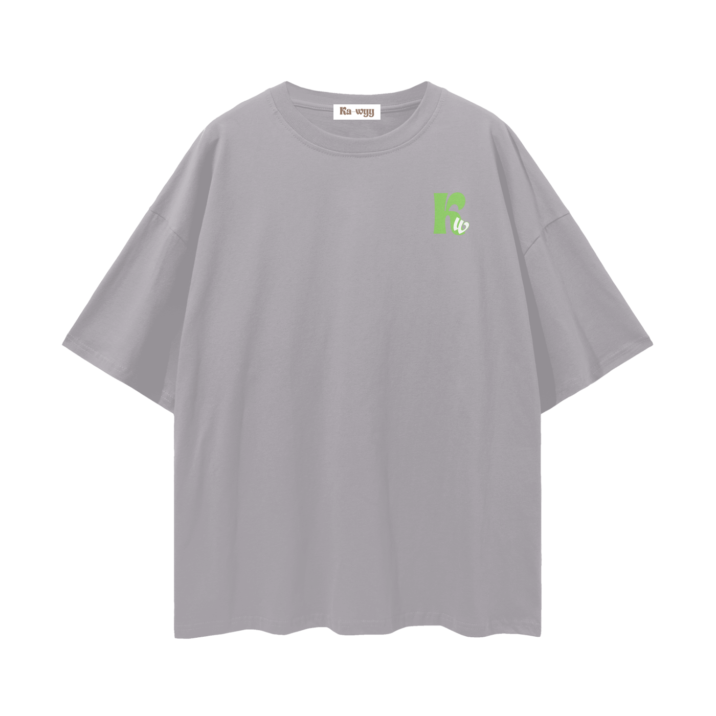 T-shirt with green 'Good Vibes' - Light Gray