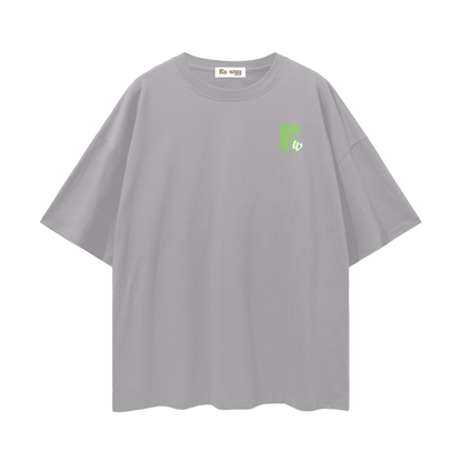 T-shirt with green 'Good Vibes' - Light Gray