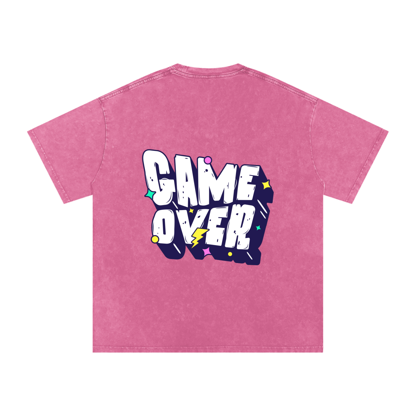T-shirt with 'GAME OVER' text - Rose Red