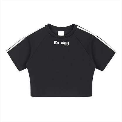 Taped Cooling Performance Crop Top - Black
