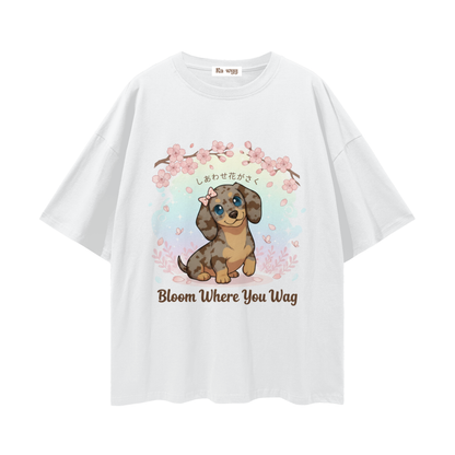 Bloom Where You Wag Dapple Dachshund - Loose Drop Shoulder T-Shirt