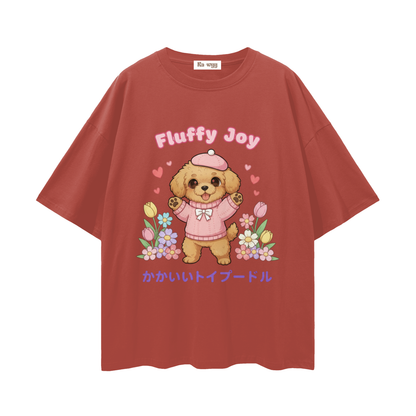 Fluffy Joy Toy Poodle - Loose Drop Shoulder T-Shirt