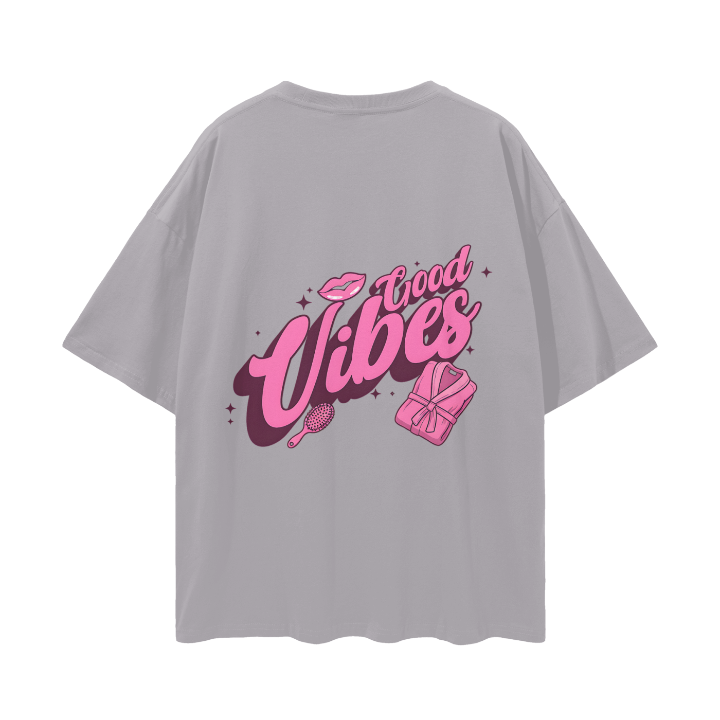 T-shirt with 'Good Vibes' text - Light Gray