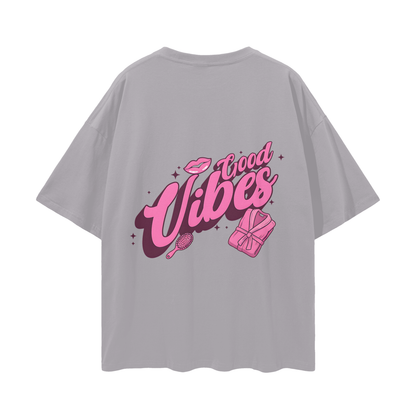 T-shirt with 'Good Vibes' text - Light Gray
