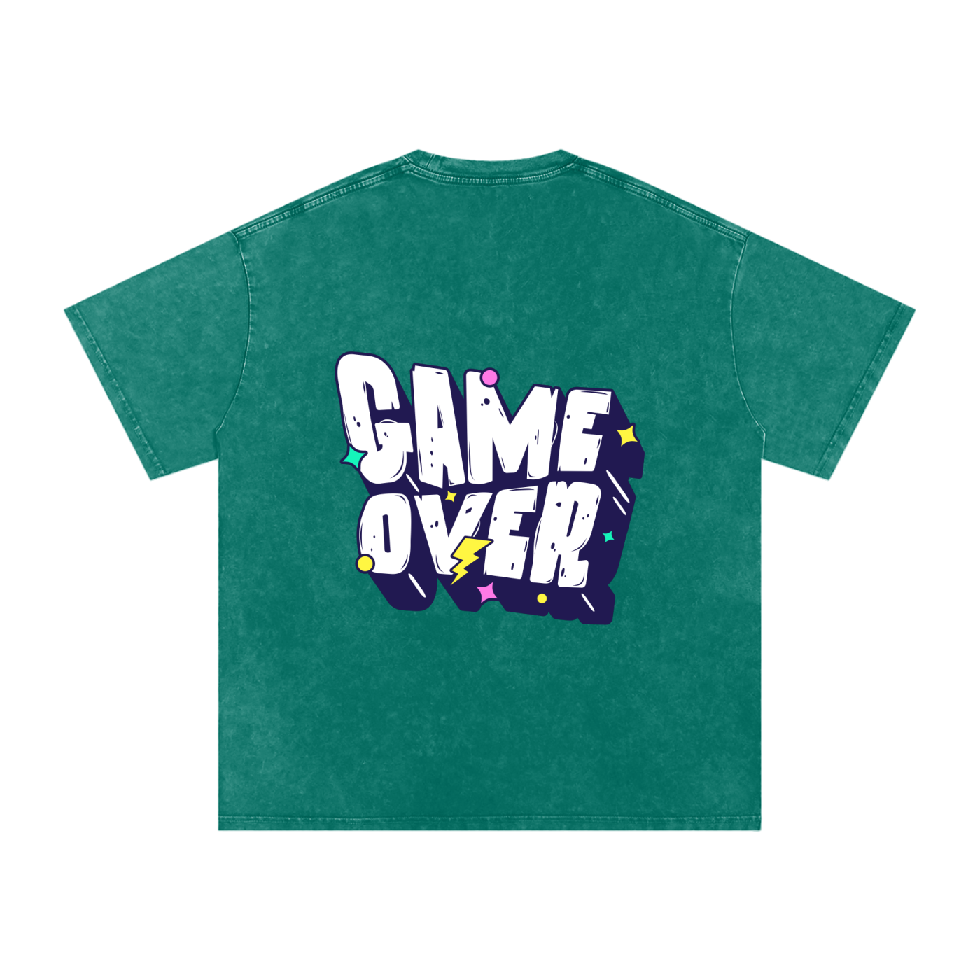 T-shirt with 'GAME OVER' text - Dark Green