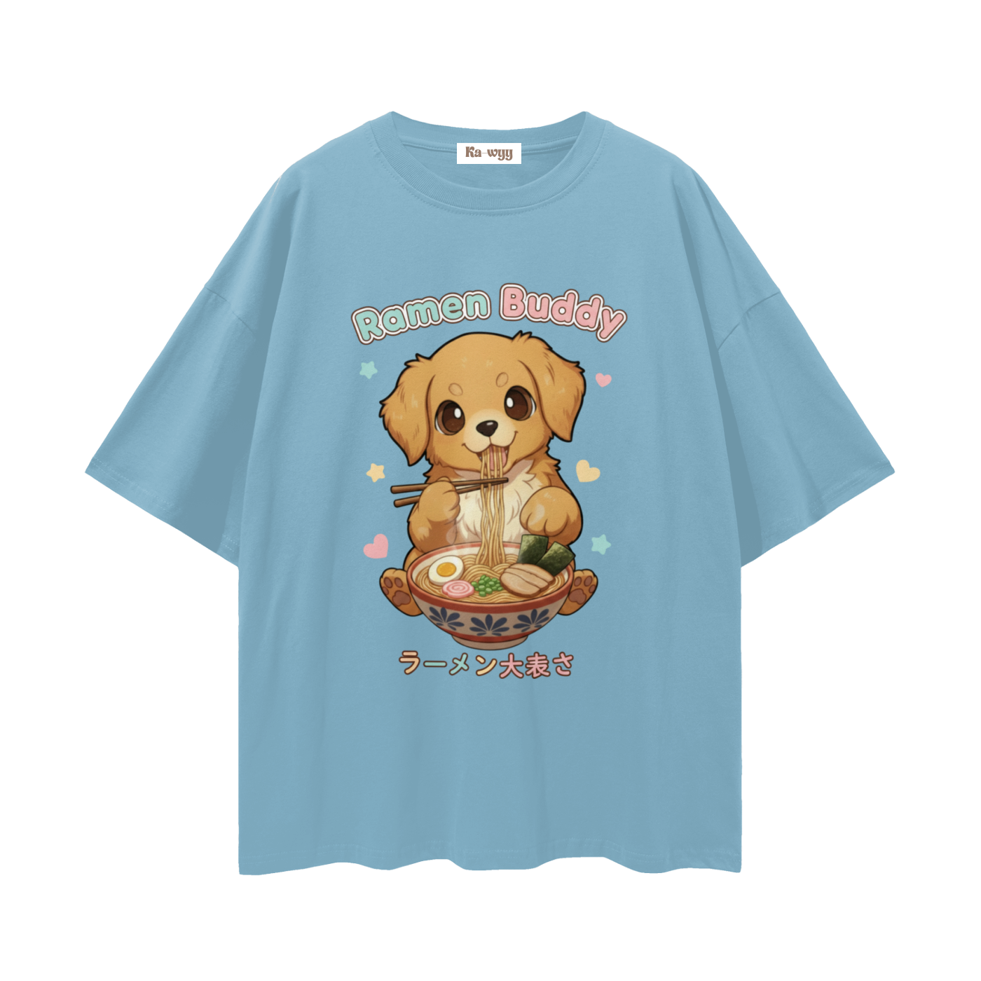 Ramen Buddy Golden Retriever - Loose Drop Shoulder T-Shirt