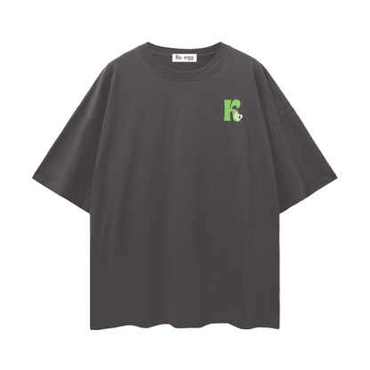 T-shirt with green 'Good Vibes' - Dark Gray