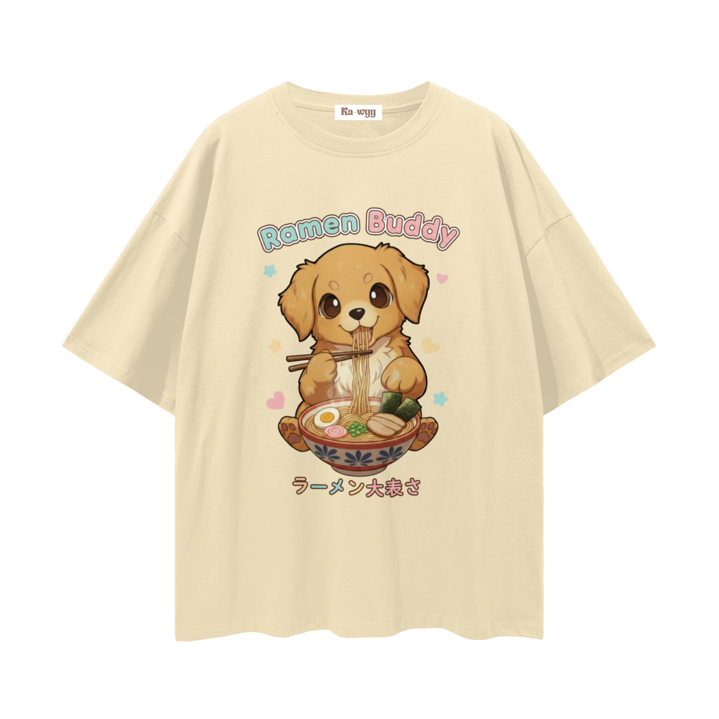 Ramen Buddy Golden Retriever - Loose Drop Shoulder T-Shirt