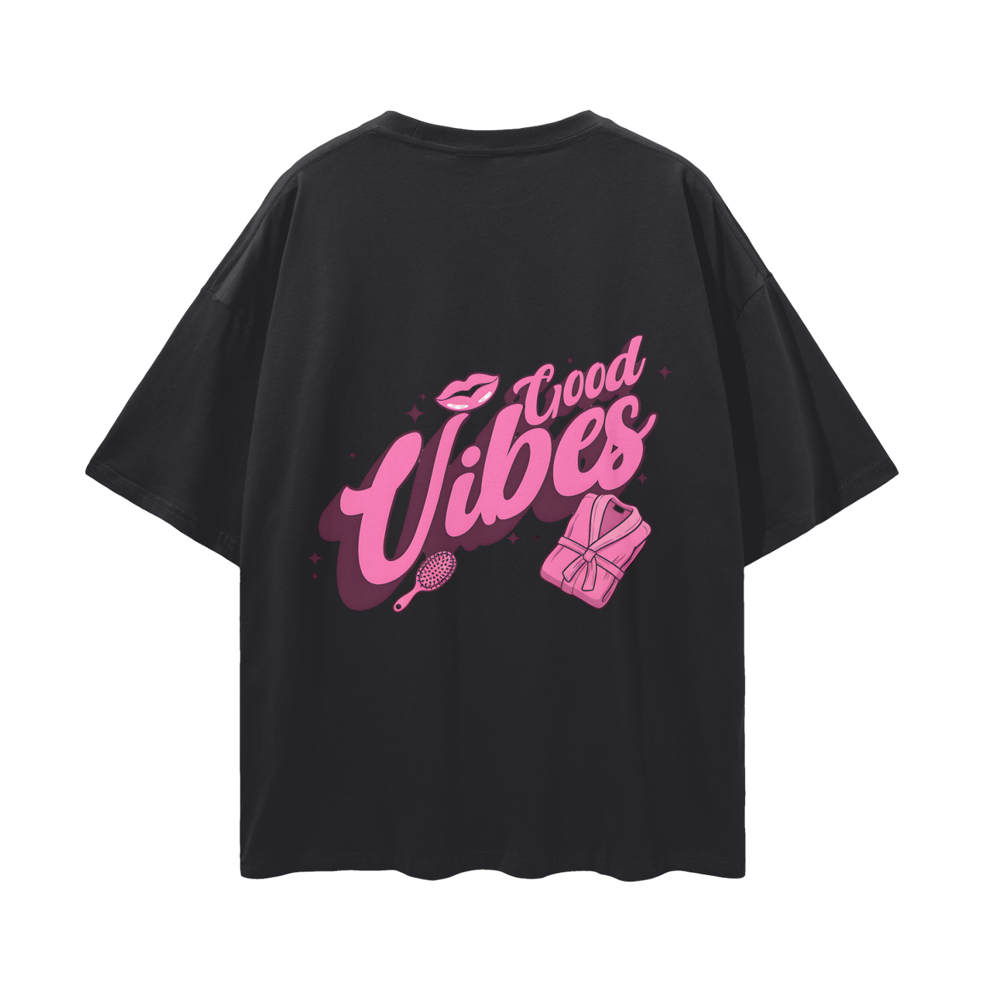 T-shirt with 'Good Vibes' text - Black Beauty