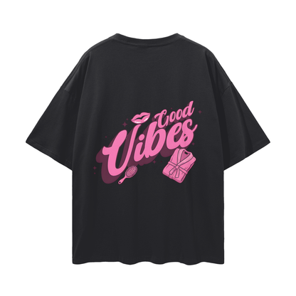 T-shirt with 'Good Vibes' text - Black Beauty