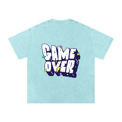 T-shirt with 'GAME OVER' text - Water Blue