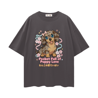 Puppy Love Dapple Dachshund - Loose Drop Shoulder T-Shirt