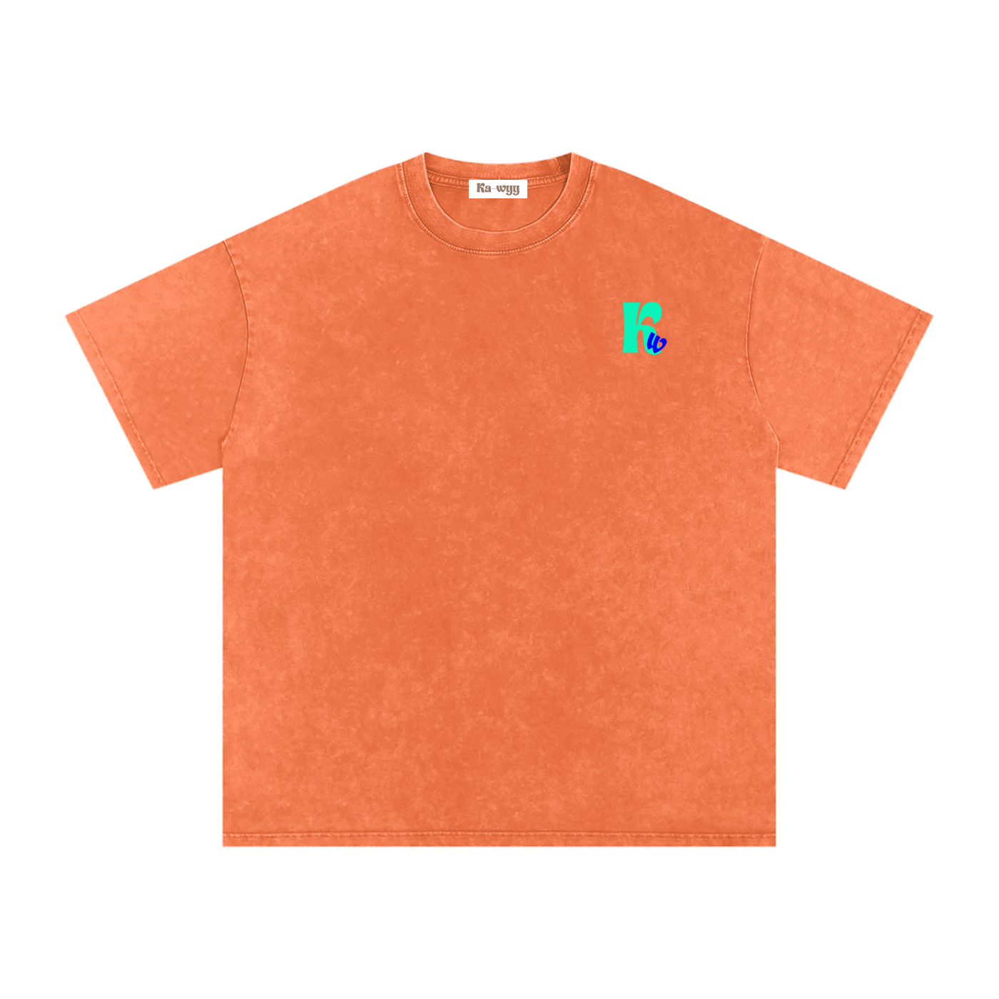 t-shirt with robot graphic and 'Take Care of Yourself' - Orange
