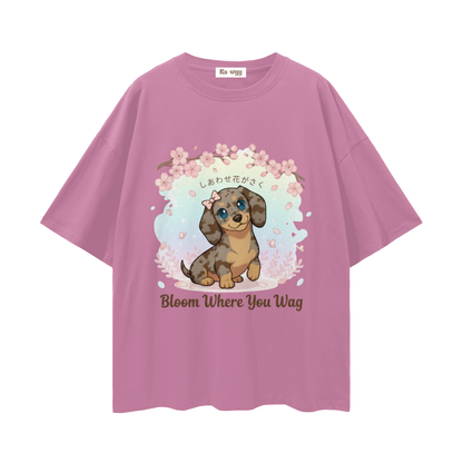 Bloom Where You Wag Dapple Dachshund - Loose Drop Shoulder T-Shirt