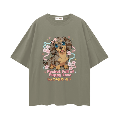 Puppy Love Dapple Dachshund - Loose Drop Shoulder T-Shirt