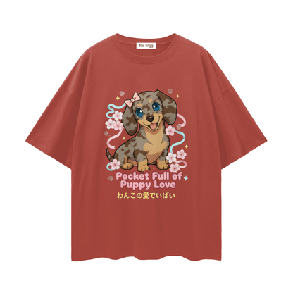Puppy Love Dapple Dachshund - Loose Drop Shoulder T-Shirt