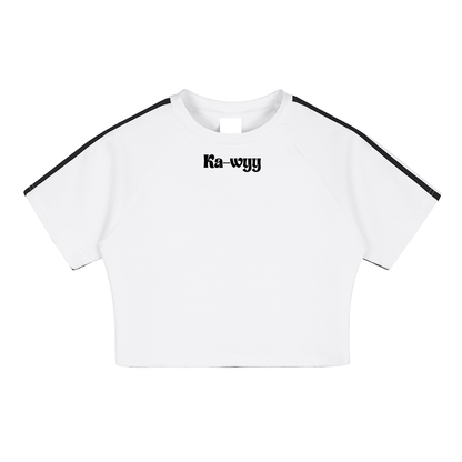 Taped Cooling Performance Crop Top - White