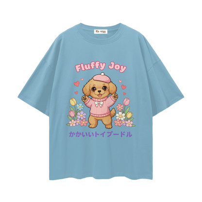 Fluffy Joy Toy Poodle - Loose Drop Shoulder T-Shirt