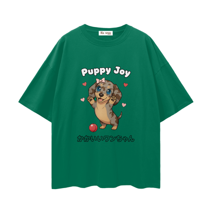 Puppy Joy Dapple Dachshund - Loose Drop Shoulder T-Shirt