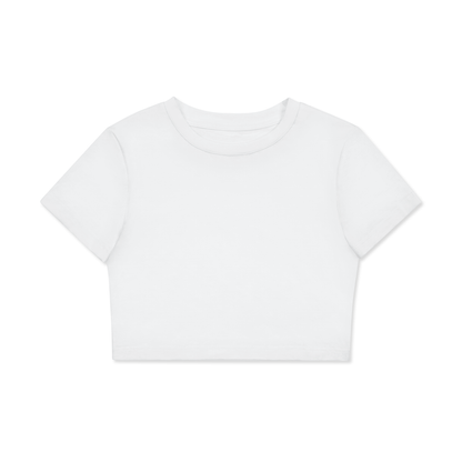 Fitted Crop Cotton T-Shirt - White