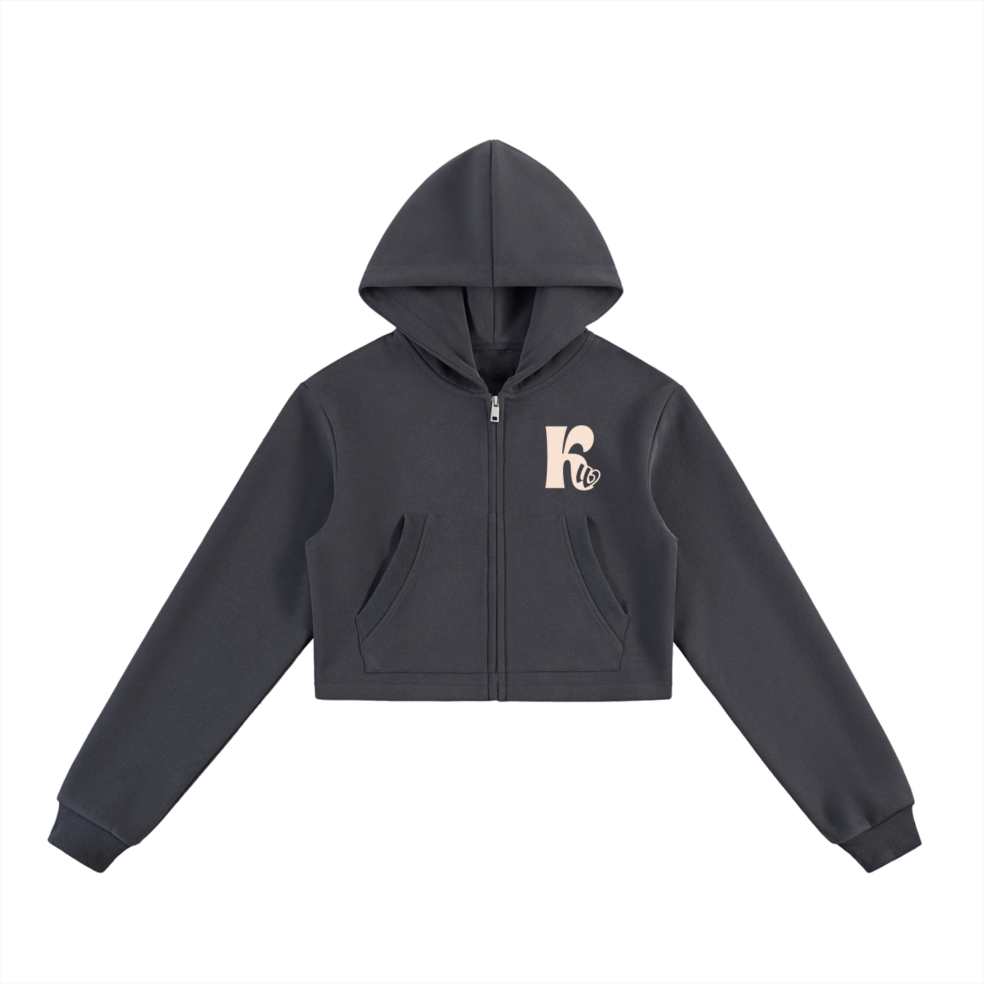 Zip-Up Hoodie Charcoal Gray