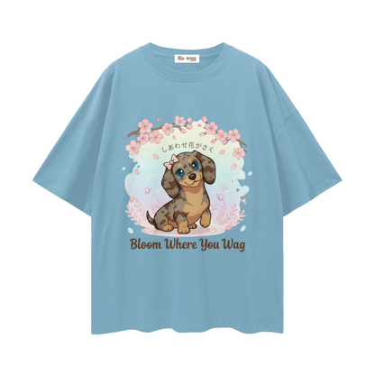Bloom Where You Wag Dapple Dachshund - Loose Drop Shoulder T-Shirt