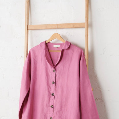Linen Pyjama Set in Fuchsia