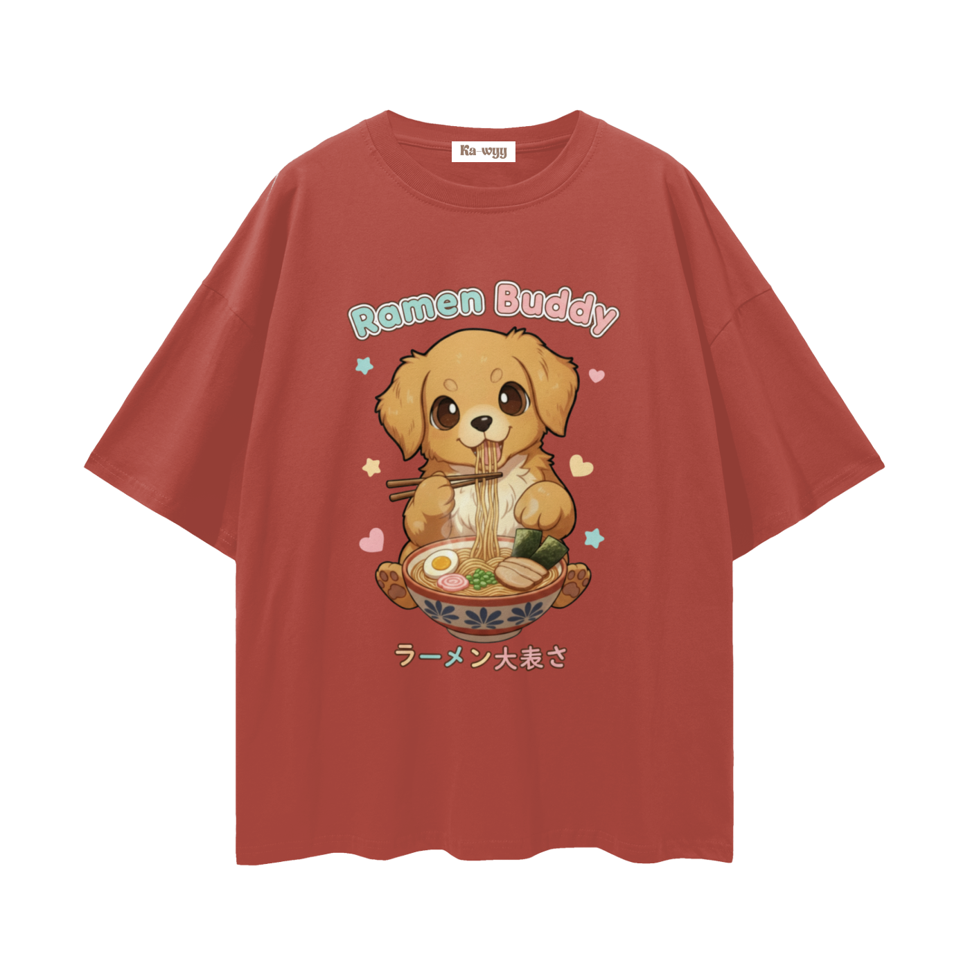 Ramen Buddy Golden Retriever - Loose Drop Shoulder T-Shirt