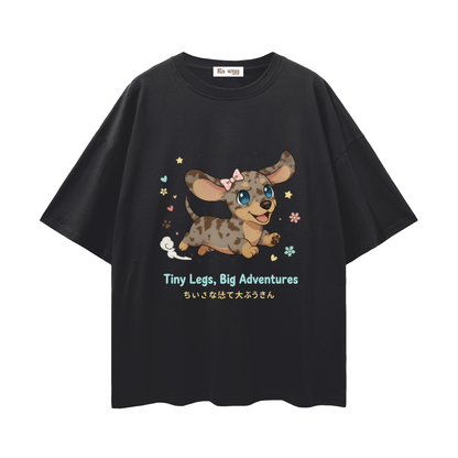 Tiny Legs Dapple Dachshund - Loose Drop Shoulder T-Shirt