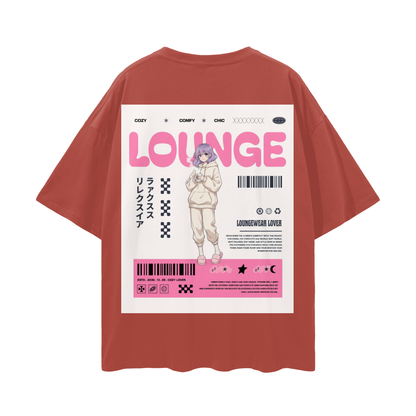 T-shirt with a graphic design Anime Girl. - Brick Red