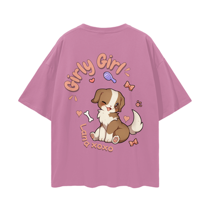Lana (Border Collie) t-shirt cartoon dog - Bean Paste Red