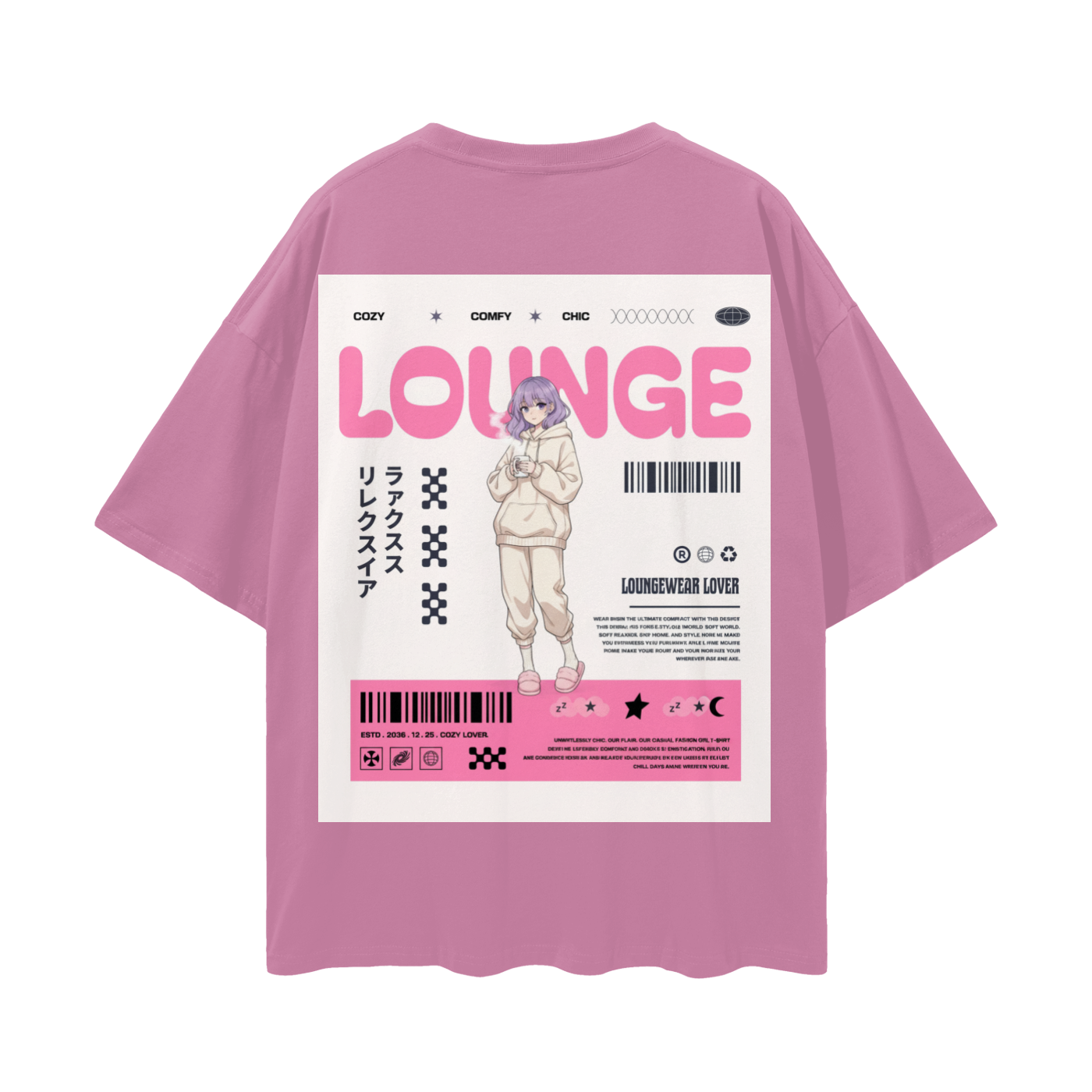 T-shirt with a graphic design Anime Girl. - Bean Paste Red