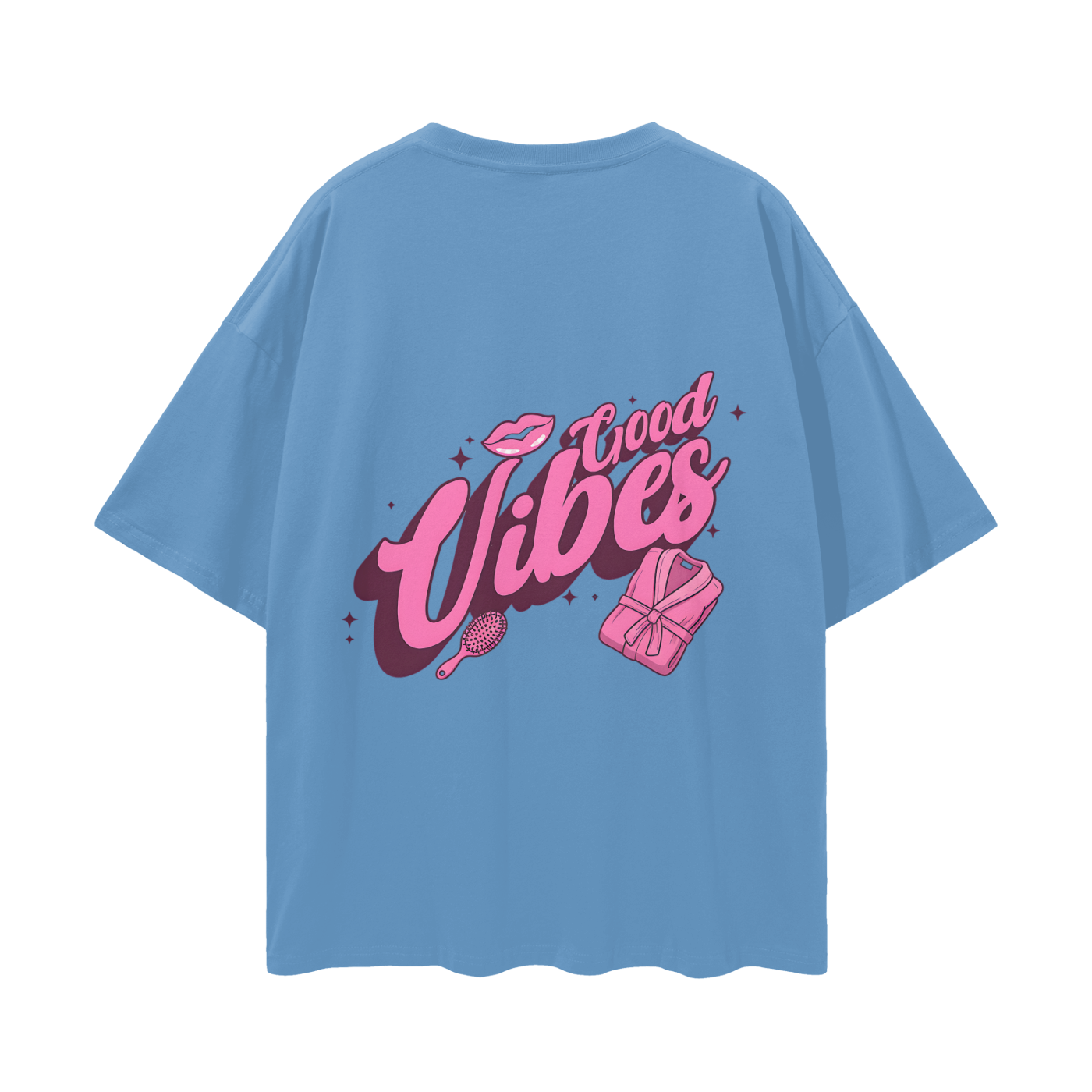 T-shirt with 'Good Vibes' text - Medium Blue